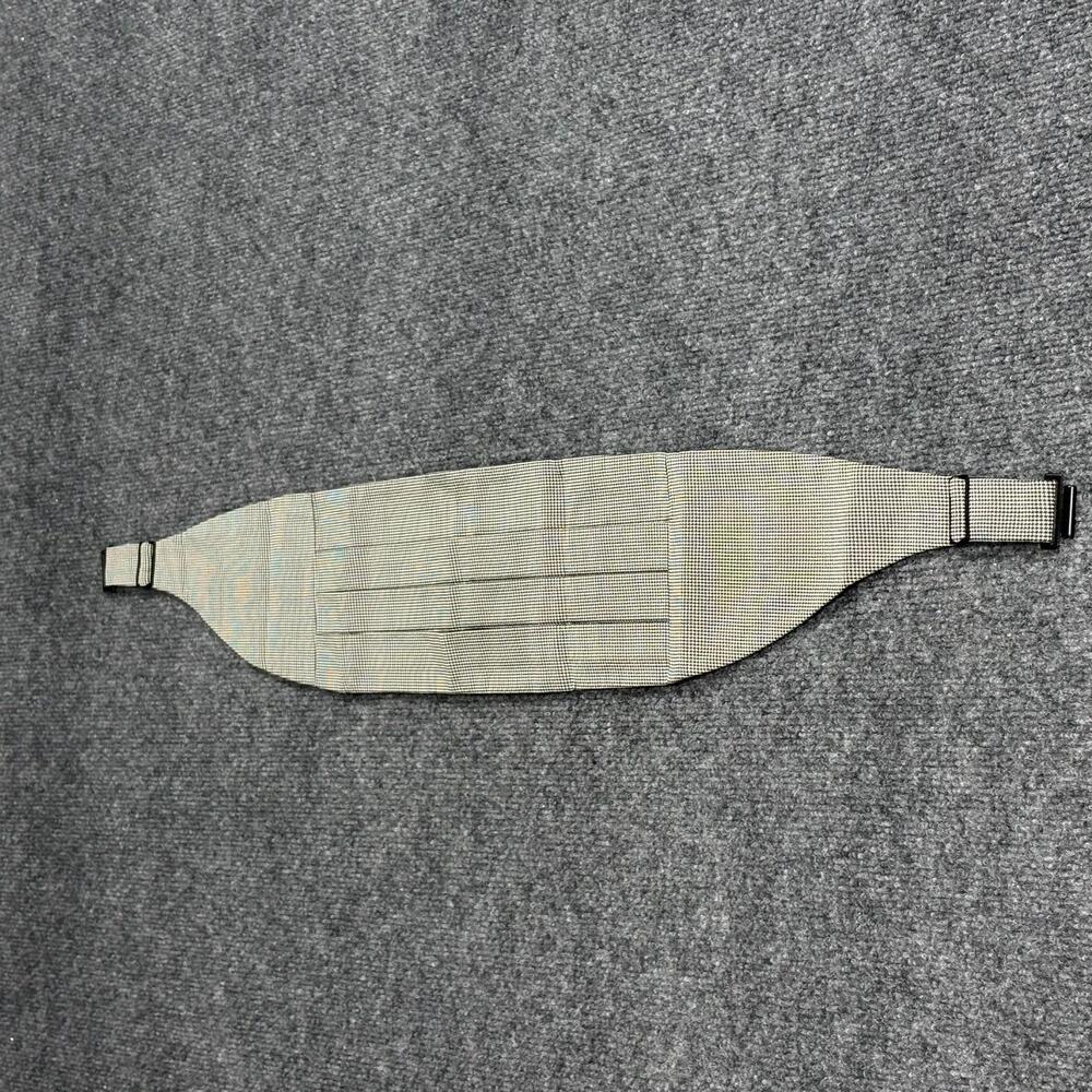 Polo By Ralph Lauren Cummerbund Mens One Size Gray Silk Pleated Check Italy